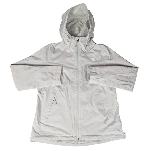 The North Face DryVent Rain Jacket Womens Light Gray Full Zip Hooded Shell LG - Picture 2 of 13